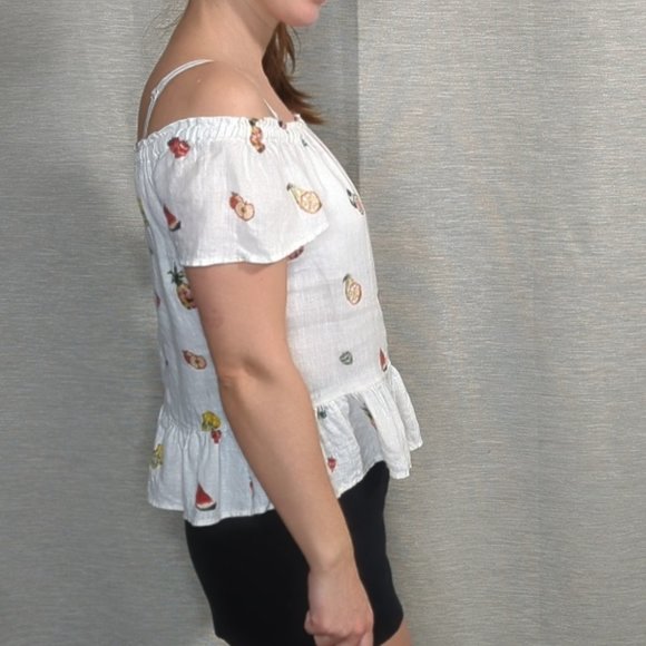 Zara Fruit Pattern Off the Shoulder top - Picture 4 of 7
